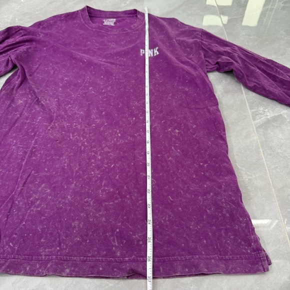 Women’s PINK Victoria's Secret Campus Tee Seal Logo Long Sleeve Acid Wash Shirt - Picture 16 of 16